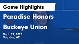 Paradise Honors  vs Buckeye Union  Game Highlights - Sept. 24, 2020