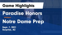 Paradise Honors  vs Notre Dame Prep  Game Highlights - Sept. 7, 2021
