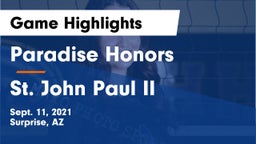 Paradise Honors  vs St. John Paul II Game Highlights - Sept. 11, 2021