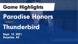 Paradise Honors  vs Thunderbird  Game Highlights - Sept. 12, 2021