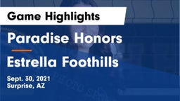 Paradise Honors  vs Estrella Foothills Game Highlights - Sept. 30, 2021