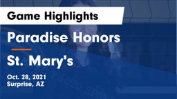 Paradise Honors  vs St. Mary's  Game Highlights - Oct. 28, 2021