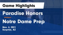 Paradise Honors  vs Notre Dame Prep  Game Highlights - Nov. 4, 2021