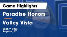 Paradise Honors  vs Valley Vista  Game Highlights - Sept. 9, 2022