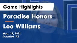 Paradise Honors  vs Lee Williams  Game Highlights - Aug. 29, 2022