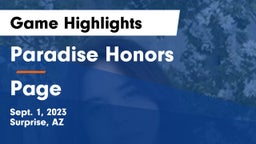 Paradise Honors  vs Page  Game Highlights - Sept. 1, 2023