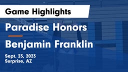 Paradise Honors  vs Benjamin Franklin  Game Highlights - Sept. 23, 2023