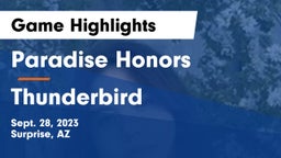Paradise Honors  vs Thunderbird  Game Highlights - Sept. 28, 2023