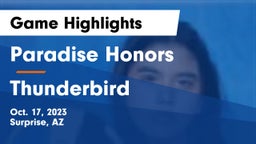 Paradise Honors  vs Thunderbird  Game Highlights - Oct. 17, 2023
