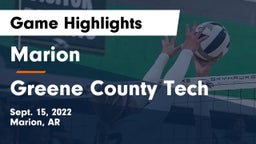 Marion  vs Greene County Tech Game Highlights - Sept. 15, 2022