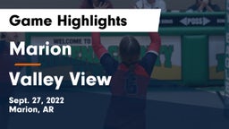 Marion  vs Valley View  Game Highlights - Sept. 27, 2022
