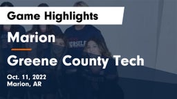 Marion  vs Greene County Tech  Game Highlights - Oct. 11, 2022