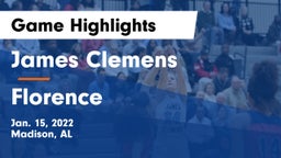 James Clemens  vs Florence  Game Highlights - Jan. 15, 2022