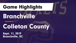 Branchville  vs Colleton County  Game Highlights - Sept. 11, 2019