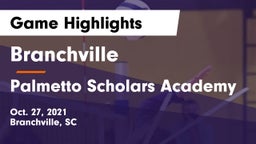 Branchville  vs Palmetto Scholars Academy Game Highlights - Oct. 27, 2021