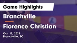 Branchville  vs Florence Christian Game Highlights - Oct. 15, 2022
