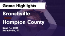 Branchville  vs Hampton County Game Highlights - Sept. 16, 2023