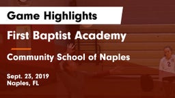 First Baptist Academy  vs Community School of Naples Game Highlights - Sept. 23, 2019