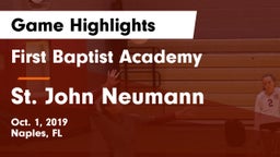 First Baptist Academy  vs St. John Neumann Game Highlights - Oct. 1, 2019