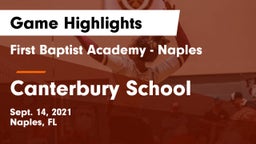 First Baptist Academy - Naples vs Canterbury School Game Highlights - Sept. 14, 2021
