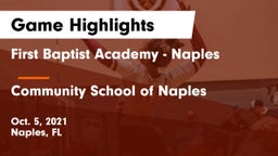 First Baptist Academy - Naples vs Community School of Naples Game Highlights - Oct. 5, 2021