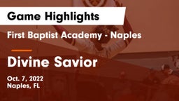 First Baptist Academy - Naples vs Divine Savior Game Highlights - Oct. 7, 2022