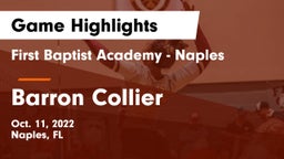First Baptist Academy - Naples vs Barron Collier  Game Highlights - Oct. 11, 2022
