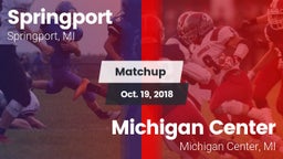 Matchup: Springport vs. Michigan Center  2018