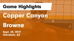 Copper Canyon  vs Browne  Game Highlights - Sept. 28, 2019