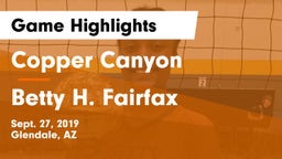 Copper Canyon  vs Betty H. Fairfax Game Highlights - Sept. 27, 2019