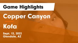 Copper Canyon  vs Kofa  Game Highlights - Sept. 13, 2022