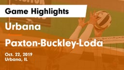 Urbana  vs Paxton-Buckley-Loda  Game Highlights - Oct. 22, 2019