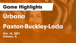Urbana  vs Paxton-Buckley-Loda  Game Highlights - Oct. 16, 2021