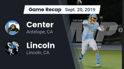 Recap: Center  vs. 	Lincoln  2019