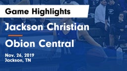 Jackson Christian  vs Obion Central Game Highlights - Nov. 26, 2019