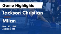 Jackson Christian  vs Milan  Game Highlights - Dec. 20, 2019