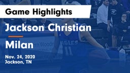 Jackson Christian  vs Milan  Game Highlights - Nov. 24, 2020