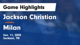 Jackson Christian  vs Milan  Game Highlights - Jan. 11, 2020
