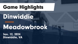 Dinwiddie  vs Meadowbrook  Game Highlights - Jan. 12, 2024