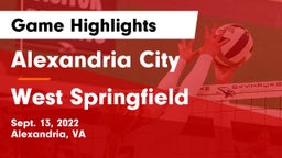 Alexandria City  vs West Springfield  Game Highlights - Sept. 13, 2022