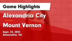 Alexandria City  vs Mount Vernon   Game Highlights - Sept. 24, 2022