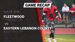 Recap: Fleetwood  vs. Eastern Lebanon County  2016