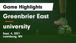 Greenbrier East  vs university  Game Highlights - Sept. 4, 2021