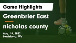 Greenbrier East  vs nicholas county  Game Highlights - Aug. 18, 2022