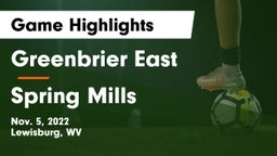 Greenbrier East  vs Spring Mills  Game Highlights - Nov. 5, 2022