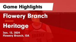 Flowery Branch  vs Heritage  Game Highlights - Jan. 13, 2024