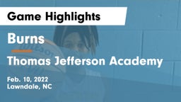 Burns  vs Thomas Jefferson Academy  Game Highlights - Feb. 10, 2022