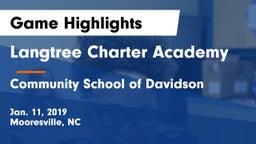 Langtree Charter Academy vs Community School of Davidson Game Highlights - Jan. 11, 2019