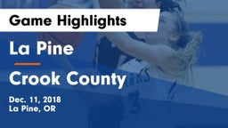 La Pine  vs Crook County  Game Highlights - Dec. 11, 2018