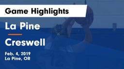 La Pine  vs Creswell  Game Highlights - Feb. 4, 2019